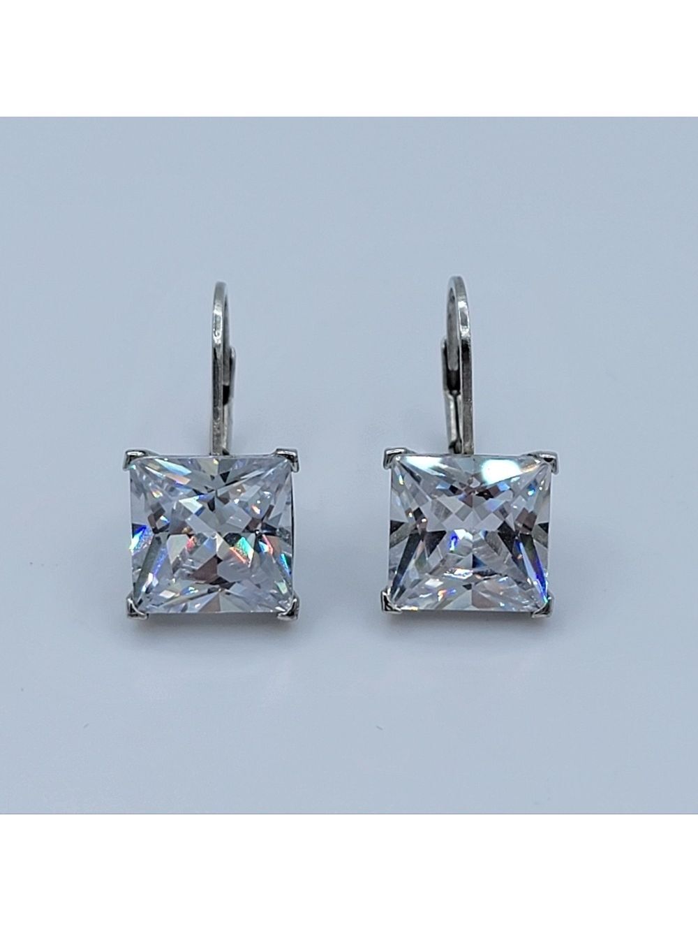 Silver Crystal Drop Earrings  #2809